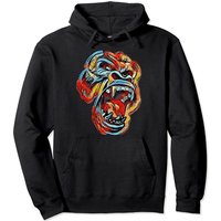Hoodie Pullover Image Colorée de Gorille Argenté — Sweats à capuche pour hommes