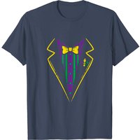 Lazy Tuxedo Bow Tie Mardi Gras Carnival T-Shirt for Men