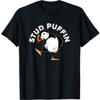 Stud Puffin Funny Seabird Animal Lover T-Shirt for Men — Mens T Shirts