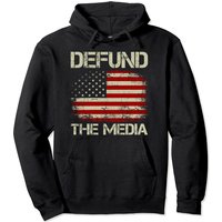 Hoodie Defund The Media avec Drapeau Américain Vintage — Sweats à capuche pour hommes