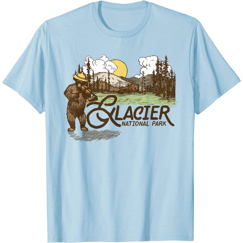 T-shirt Moutain Parc national Glacier Ours Vintage & Violon — T-shirts pour hommes