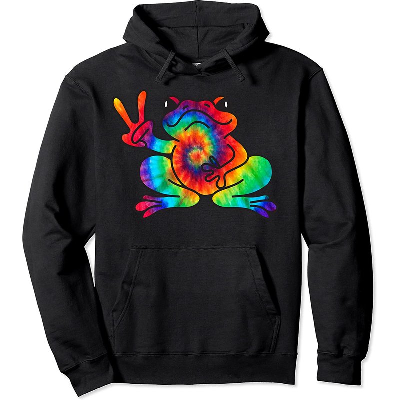 Hoodie Tie-Dye Cool Peace Frog pour garçons et filles — Sweats à capuche pour hommes