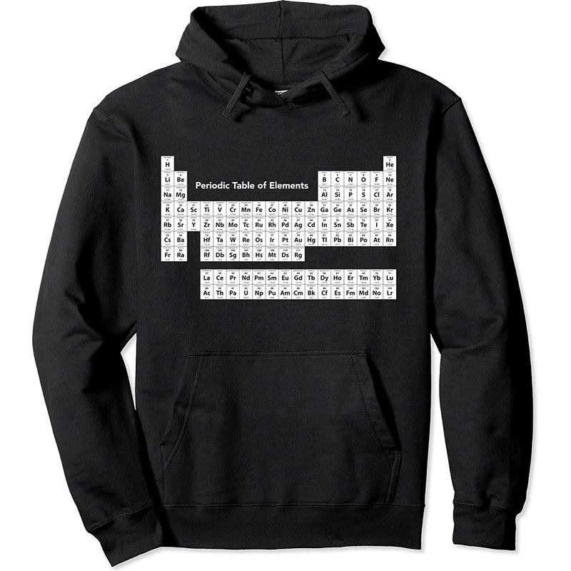 Hoodie Tableau Périodique Noir et Blanc pour Unisexe — Sweats à capuche pour hommes