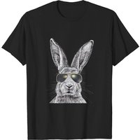 T-shirt Fluffy Rabbit avec Portrait de Lapin en Lunettes de Police — T-shirts pour hommes