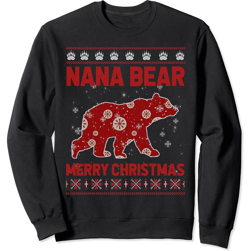 Sweatshirt Nana Bear Joyeux Noël Famille assortie — Sweats à capuche pour hommes