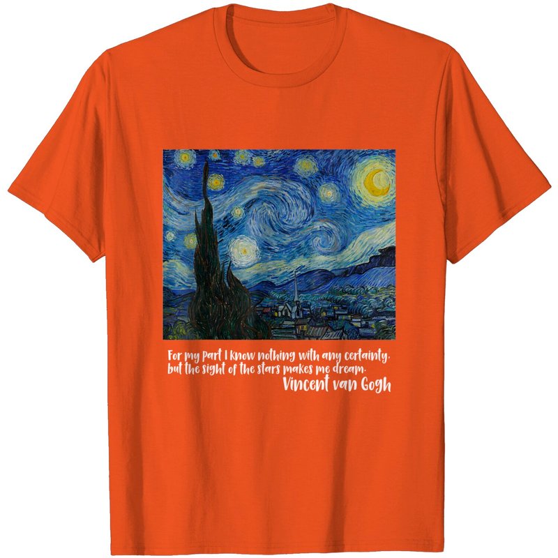 Vincent T-Shirt Starry Night by Vincent Van Gogh for Men — Mens T Shirts