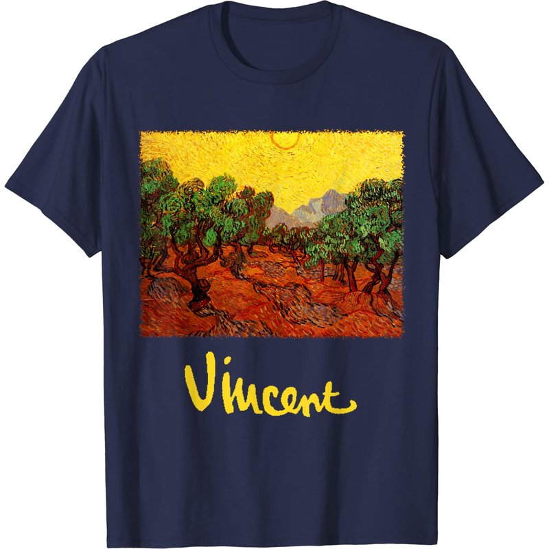 T-shirt Vincent Arbres Olives avec Ciel Jaune pour Hommes — T-shirts pour hommes