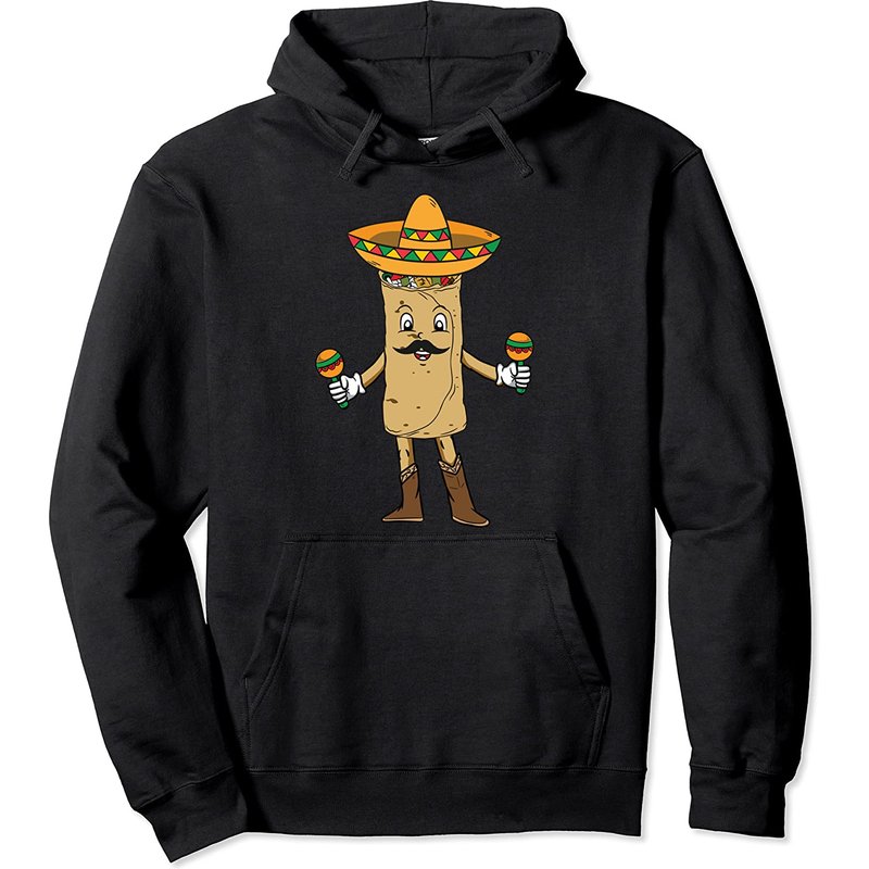 Hoodie Costume Burrito Unisexe en Noir — Sweats à capuche pour hommes