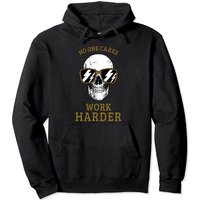 Sweat à Capuche Motivational No One Cares Work Harder Skull — Sweats à capuche pour hommes