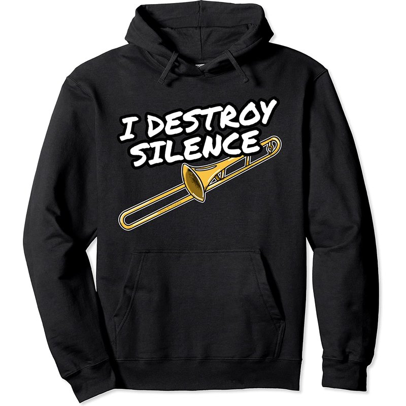 Hoodie Pullover I Destroy Silence Tromboniste — Sweats à capuche pour hommes
