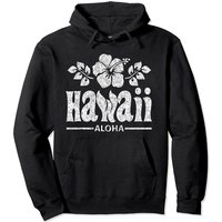 Hoodie à capuche imprimé blanc fleuri Hawaii usé