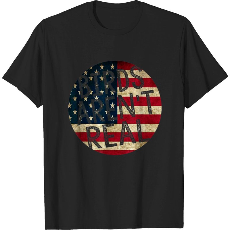 Birds Aren't Real T-Shirt with American Flag Design — Mens T Shirts