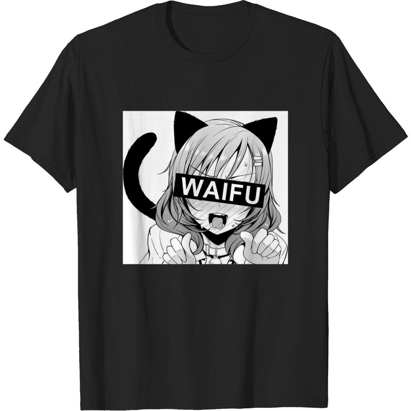 Otaku Ahegao Neko Cat Ears Anime Love T-Shirt for Men — Mens T Shirts