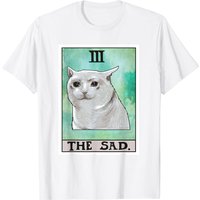 The Sad Cat Tarot Card Meme T-Shirt for Men in Black — Mens T Shirts