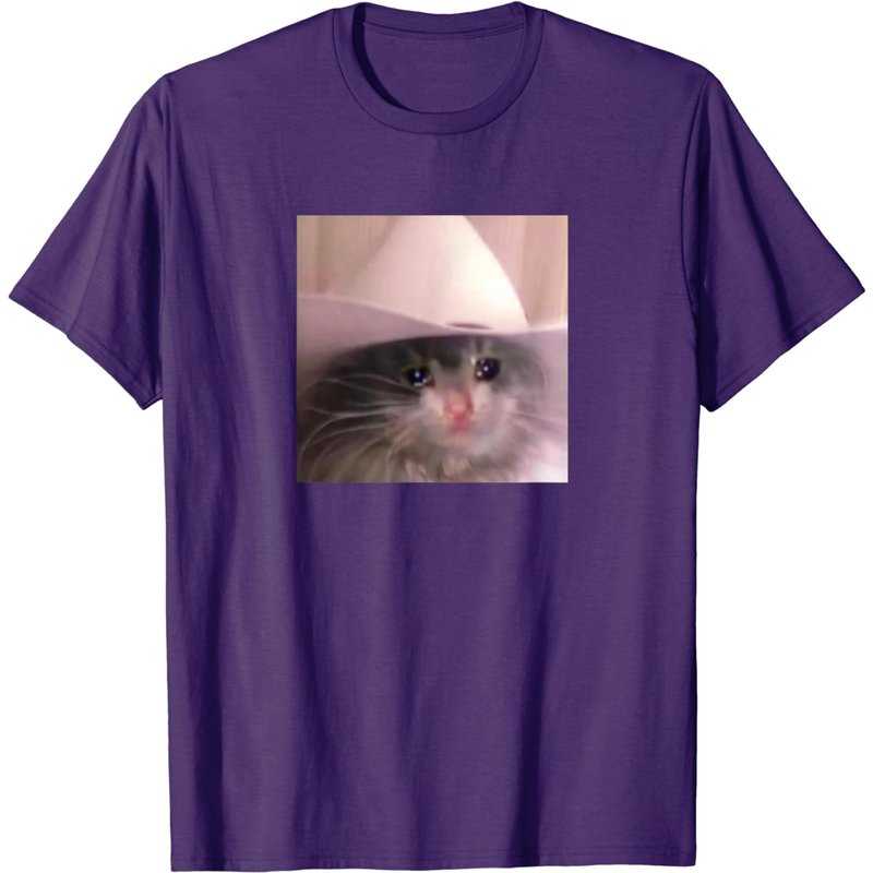 T-shirt Sad Cat Cowboy Hat pour hommes