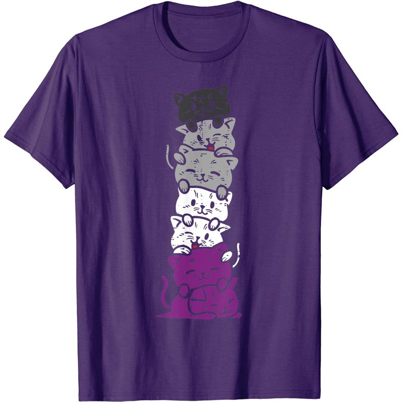 Biromantic Flag T-Shirt Cat Stack Asexual Pride for Men — Mens T Shirts