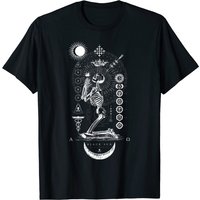 T-shirt Praying Black Sun Skeleton - Géométrie Sacrée Occulte — T-shirts pour hommes