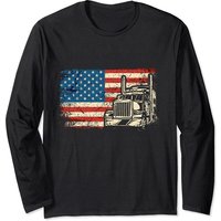 Tops Driver T-shirt à manches longues Vintage Drapeau USA — T-shirts pour hommes