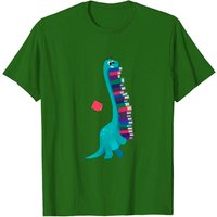 Cute Dinosaur Book Reading T-Shirt for Men