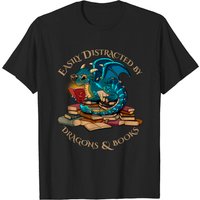Easily Distracted By Dragons And Books Men's T-Shirt — Mens T Shirts