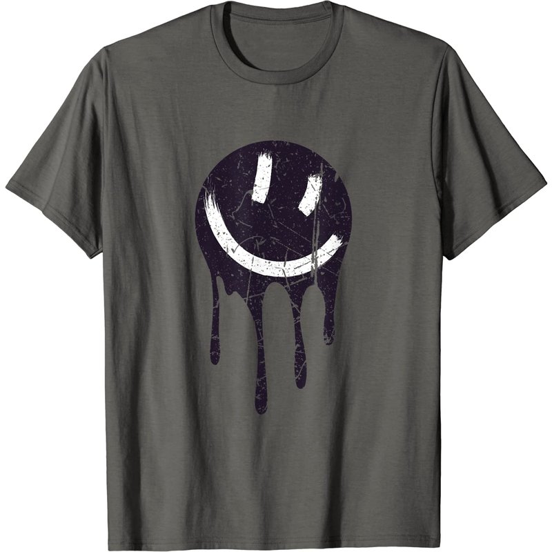 T-shirt Trippy Smiley Face pour hommes - Esthétique Vaporwave — T-shirts pour hommes