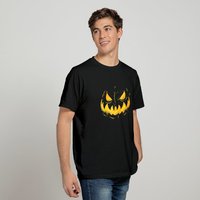 T-shirt Scary Smile Citrouille pour hommes en noir — T-shirts pour hommes