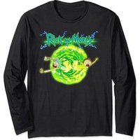 Rick & Morty Portal Glow Lightning Logo Long Sleeve T-Shirt — Mens T Shirts