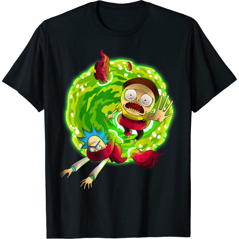 Rick and Morty Portal with Monster T-Shirt for Men — Mens T Shirts