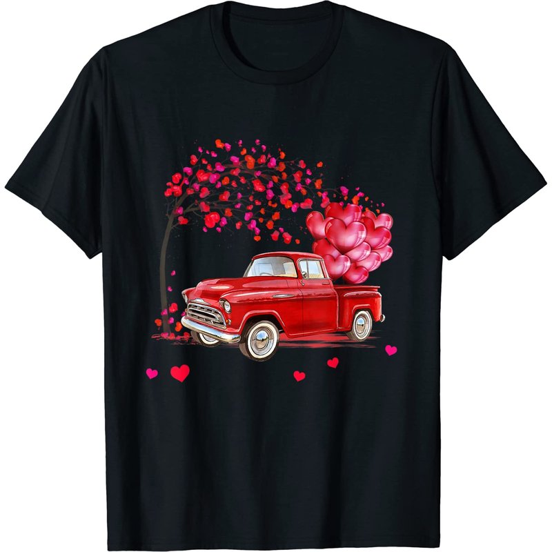 Red Truck Happy Valentines Day 2022 Matching T-Shirt for Men — Mens T Shirts