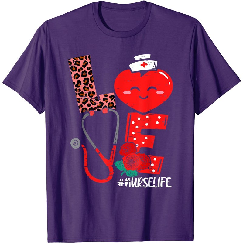 Love Heart Stethoscope Nurse Life T-Shirt for Men — Mens T Shirts