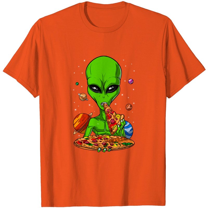 T-shirt Alien Alien de l'Espace Manger de la Pizza pour Hommes — T-shirts pour hommes