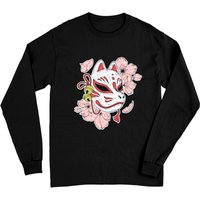 T-shirt à Manches Longues Style Oni Masque Kitsune Japonais