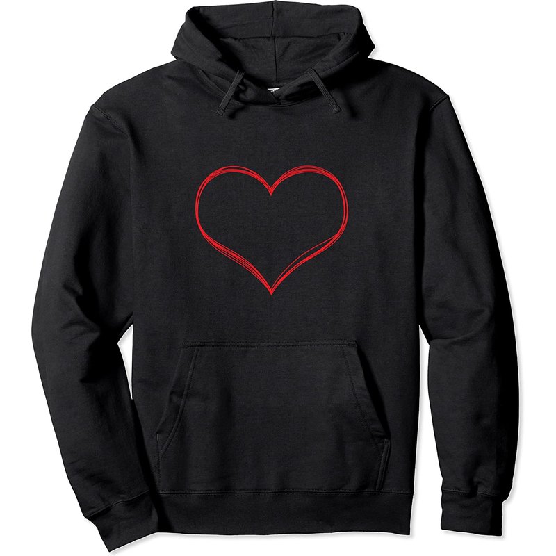 Cool Hoodie à Capuche Minimaliste Cœur Rouge pour la Saint-Valentin — Sweats à capuche pour hommes