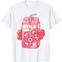 T-shirt Weirdcore Aesthetic Kawaii Carton de Lait Fraise avec Yeux — T-shirts pour hommes