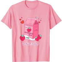 T-shirt Kawaii en Lait de Fraise Rose pour Hommes — T-shirts pour hommes