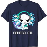 T-shirt Gamer pour Hommes Gamesolotl avec Design d'Axolotl Salamandre Blanche — T-shirts pour hommes