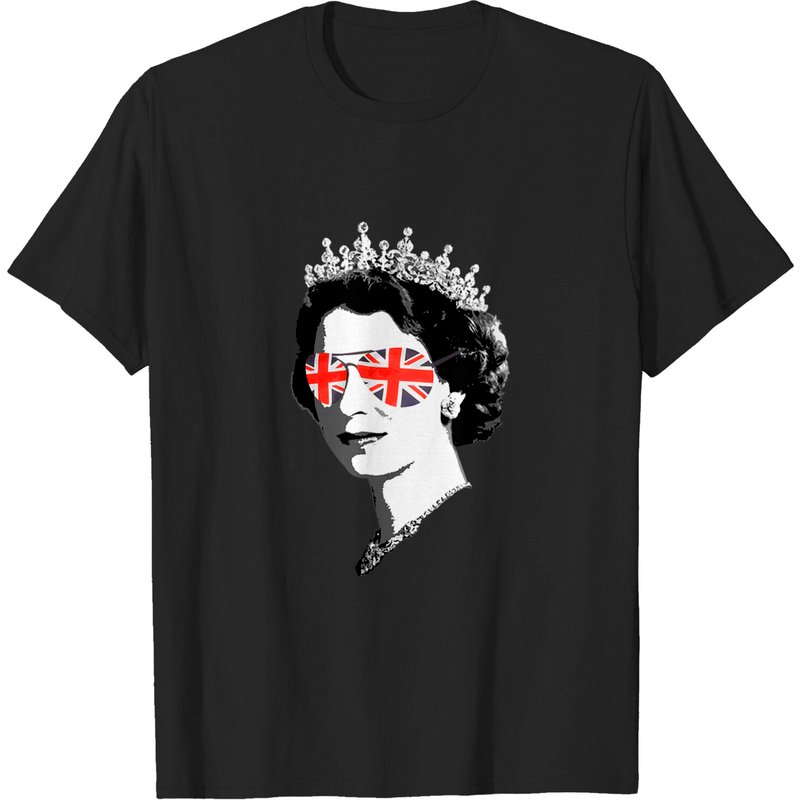 T-shirt Reine Elizabeth II Lunettes Couronne Britannique Union Jack — T-shirts pour hommes