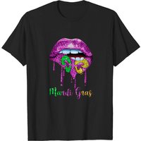 T-shirt Dripping Lip Biting Fleur De Lys Mardi Gras pour hommes