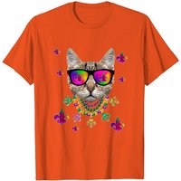 T-shirt pour hommes avec masque de chat et lunettes de soleil de Mardi Gras à La Nouvelle-Orléans