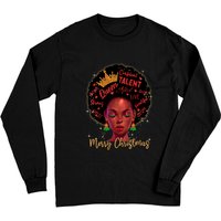 T-shirt à manches longues Joyeux Noël Reine Noire Fille Santa Africain