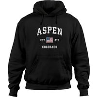 Aspen Colorado Vintage American Flag Pullover Hoodie