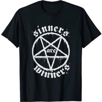T-shirt Sinner Sinners Are Winners Death Metal Sataniste Pentagramme — T-shirts pour hommes