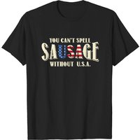 American You Can't Spell Sausage Without T-shirt Drapeau USA — T-shirts pour hommes