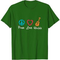T-shirt pour hommes Peace Love Ukulele en noir
