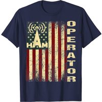 T-shirt Opérateur Radio Amateur USA avec Drapeau Patriote pour Hommes