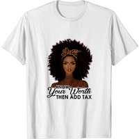 T-shirt Know Your Worth Then Add Tax Léopard Reine Noire