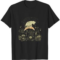 T-shirt Cottagecore Céleste Bohème Champignons Mystiques Chat Lune