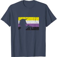 T-shirt Drapeau de Fierté Nonbinaire avec Design de Licorne