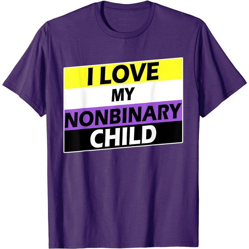 T-shirt Art Non Binaire pour Hommes - J'aime Mon Enfant Non Binaire — T-shirts pour hommes