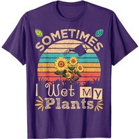 T-shirt Vintage Tournesol "Sometimes I Wet My Plants" pour hommes
